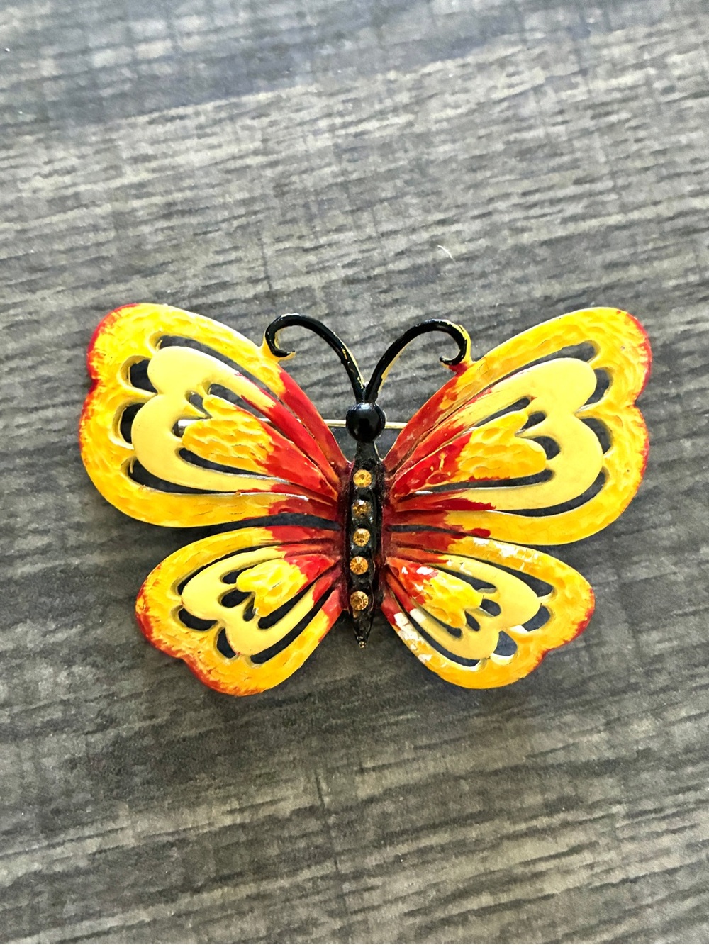 Vintage 60s Butterfly Enamel Brooch